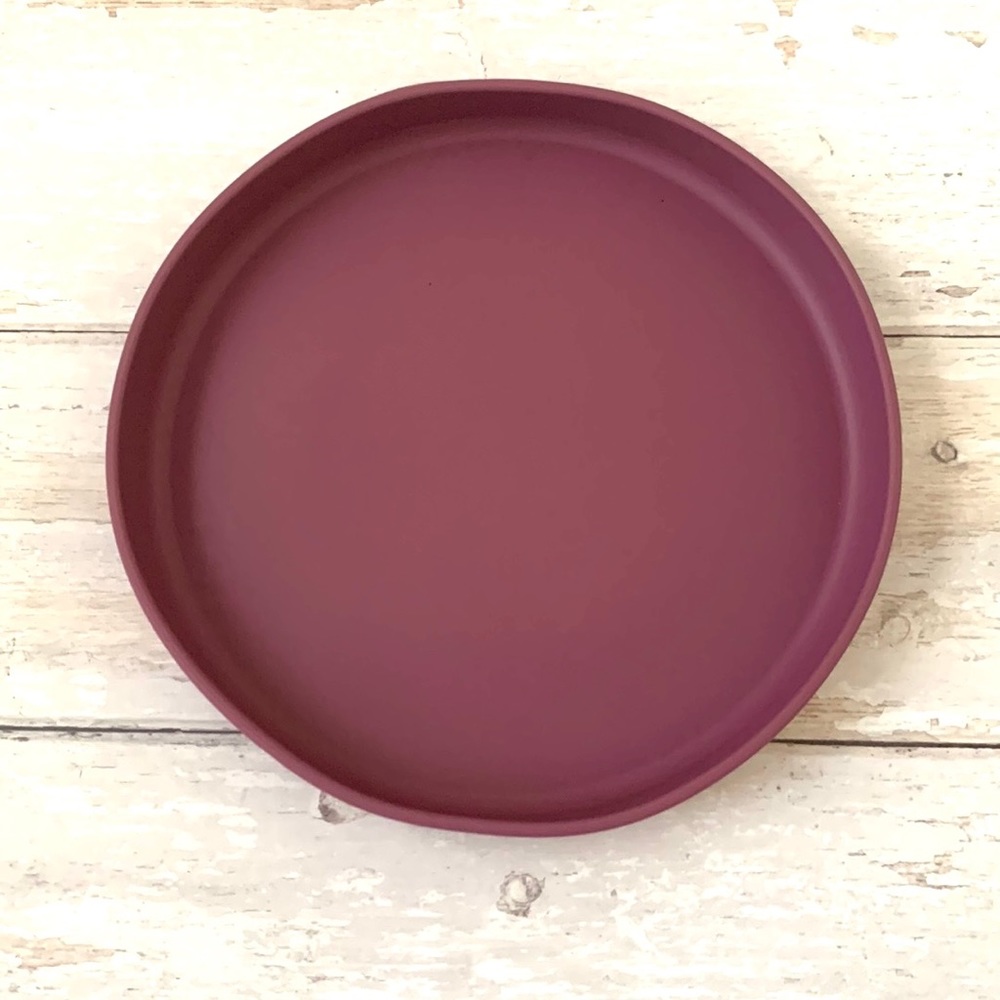 Mushie Kids Silicone 8in Round Suction Plate Plum Purple Girls Dishes NEW